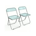 thumbnail image 4 of 2 foldable terrace plastic folding chairs, white transparent/pink transparent/blue transparent/orange transparent, can be used for gardens, camping BBQ、 party, 4 of 21