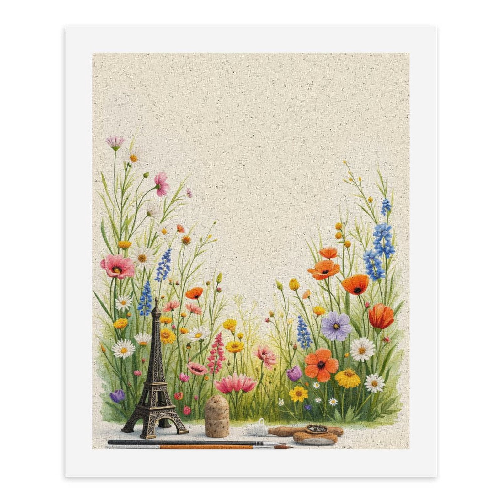 Paint By Numbers Kit for Adults Beginner - Floral Garden Art Tools Paris Eiffel DIY Canvas Painting Kits for Adults, Frameless Paint By Number for Adults for Home Wall Decor 16x20 Inch