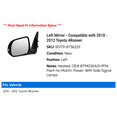 thumbnail image 2 of Left Mirror - Compatible with 2010 - 2012 Toyota 4Runner 2011, 2 of 2