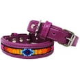 thumbnail image 2 of Large 21''- 25'' Soft Genuine Leather Beaded Padded Dog Puppy Collar  60RT05PR, 2 of 2