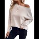 thumbnail image 1 of Camiseta de Punto de Otoño con Cuello Redondo y Hombros Descubiertos para Mujer, Larga Albaricoque S, 1 of 7