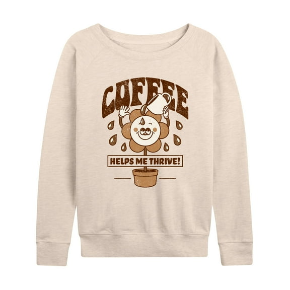 Instant Message - Coffee Helps Me Thrive - Women's Lightweight French Terry Long Sleeve Shirt