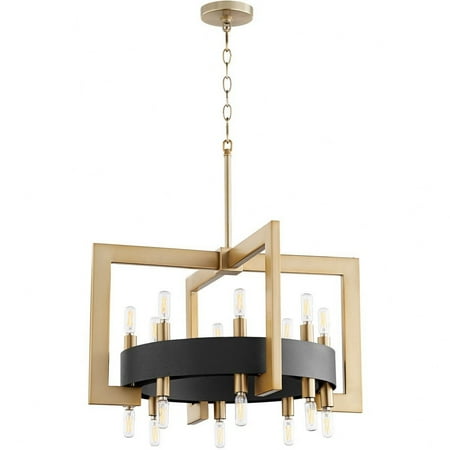 

Modern Geometric 16 Light Candle Chandelier in Noir Aged Brass Finish 24 in W X 15.5 in H Bailey Street Home 182-Bel-4637599