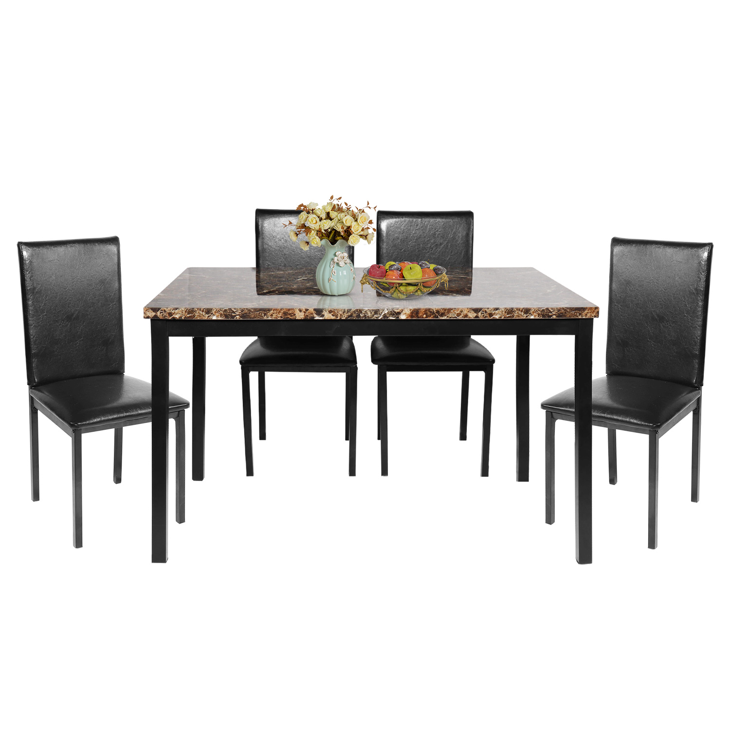 SEVENTH 5 Pieces Dining Table Set, Elegant Faux Marble ...