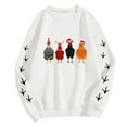 thumbnail image 5 of Wangmeiwg Women's Sweatshirts Women's Hoodies Sweatshirt Christmas Oversize Long Sleeve Crewneck Chicken Printed Lightweight Loose Top M White, 5 of 5