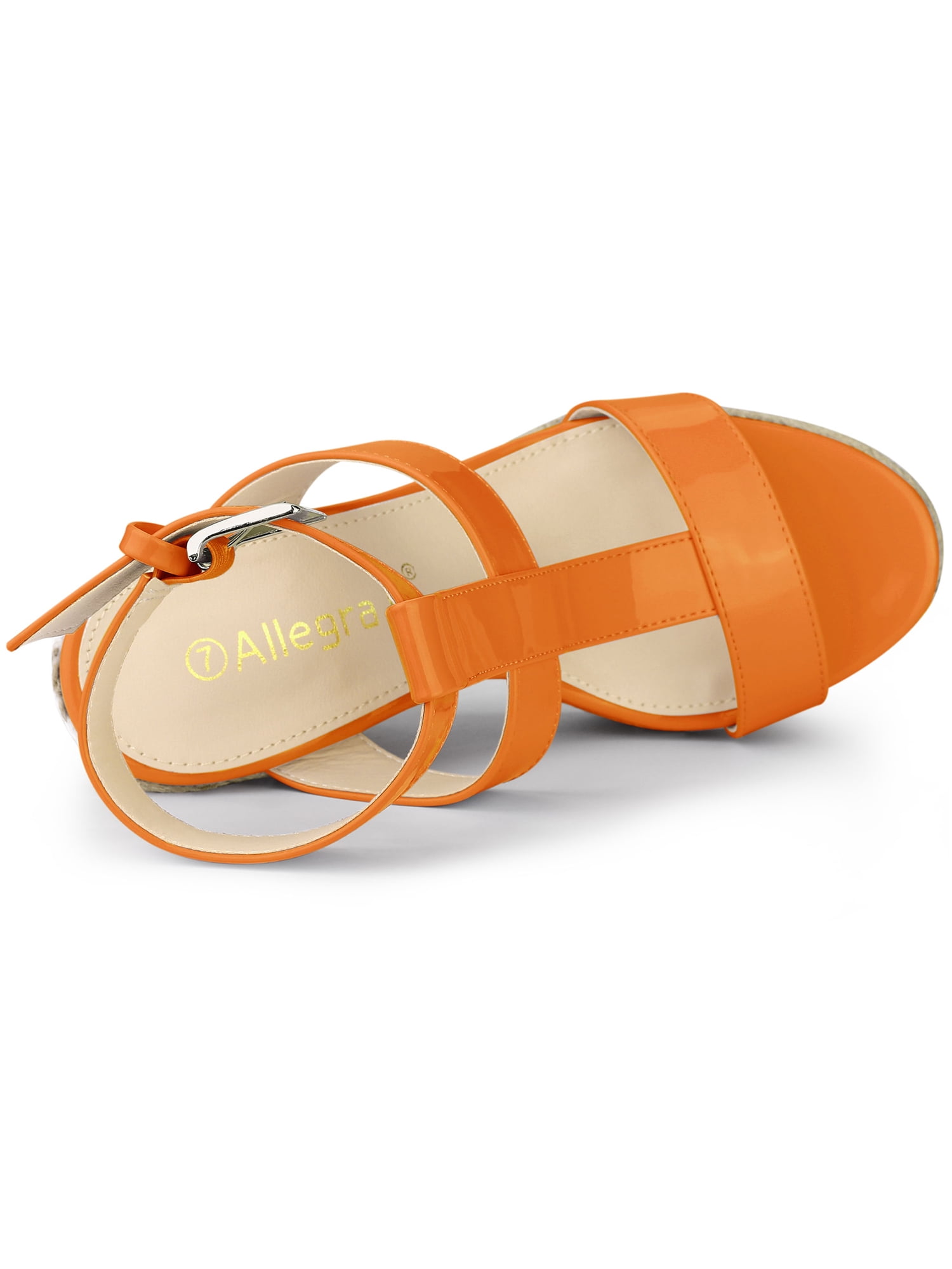 Unique Bargains Women's Strappy Espadrille Wedges Platform Sandals for Fashion Orange 7.5