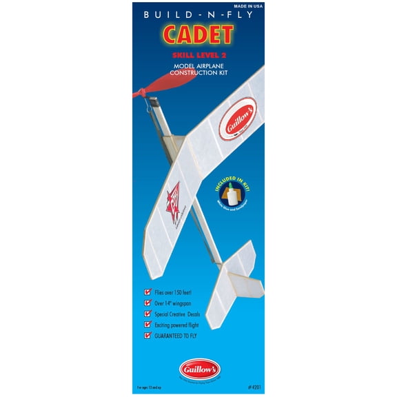 Guillow's: Build-N-Fly Model Kit - Cadet 4000 - Level 2 Learning Series, All-In-1 DIY Airplane Construction Project, Laser Cut Balsa Wood, Craft Set