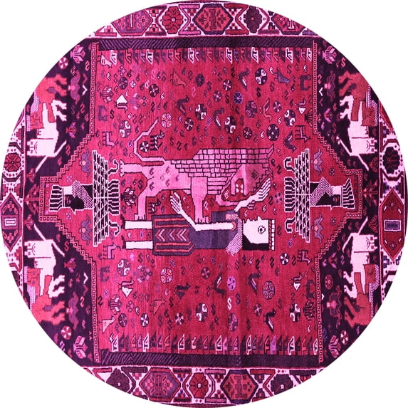 Ahgly Company Indoor Round Animal Pink Traditional Area Rugs, 3' Round