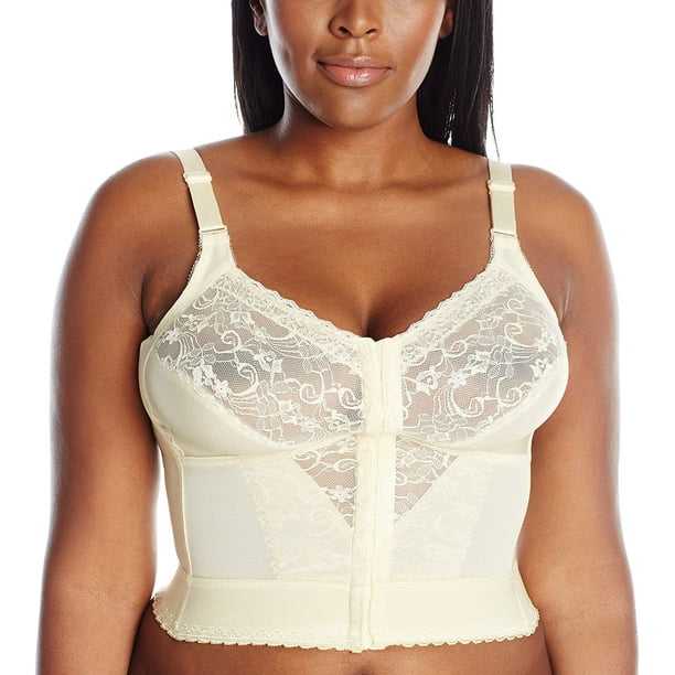 Carnival Womens Front Closure Longline Lace Soft Cup Wire Free Bra 