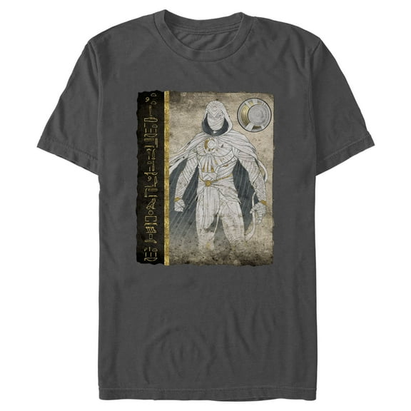 Men's Marvel: Moon Knight Hierographic Superhero Profile Sketch  Graphic Tee Charcoal 3X Large