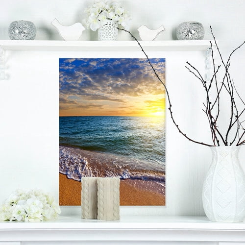 Designart 'Layers of Colors on Sunrise Beach' Metal Wall Art