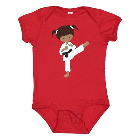 

Inktastic African American Girl Karate Pose Black Belt Girls Baby Bodysuit