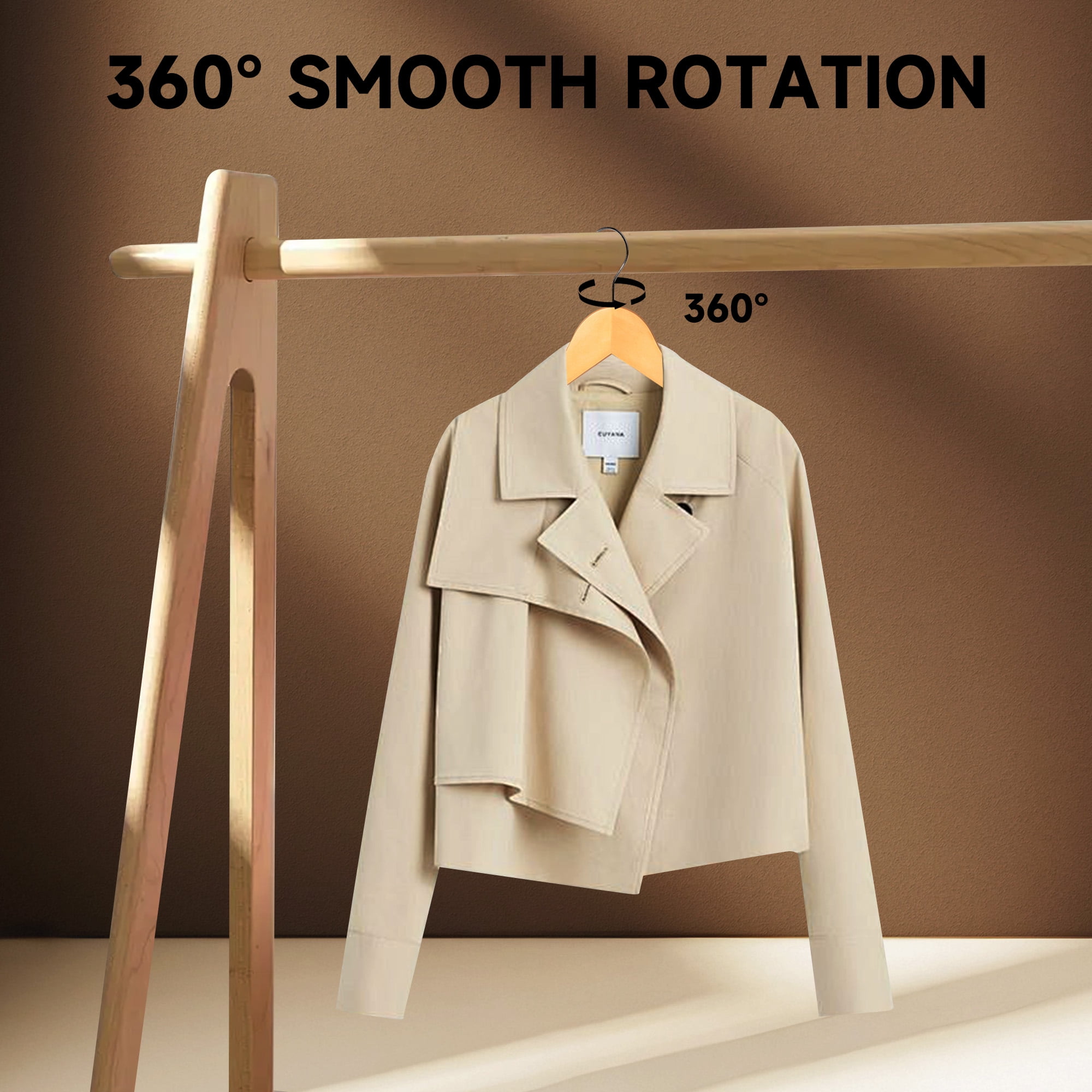 BP4U 36-Pack Premium Wooden Clothes Hangers, Solid Wood Coat Shirt Top Hangers for Jackets, Shirts, Dresses(Natural Wood)