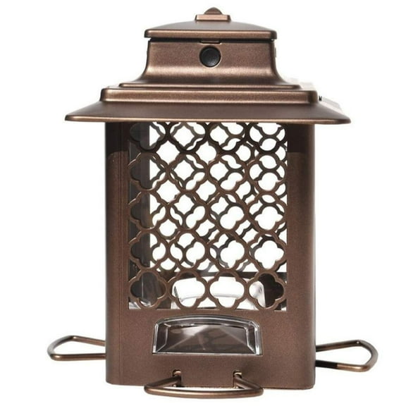 Stokes Select Bird Feeder, Metal Hopper Bird Feeder, 4 Feeding Ports, 3.6 lb Bird Seed Capacity, Copper Finish