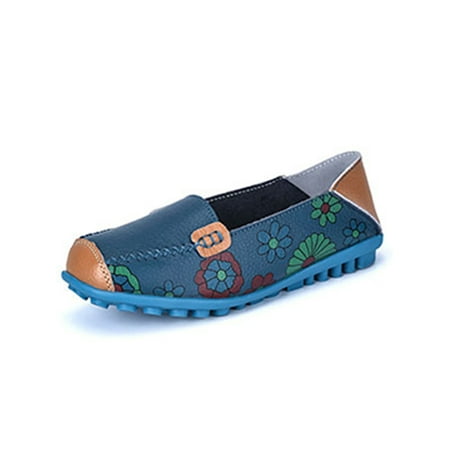 

Tenmix Womens Loafers Cutout Casual Shoes Floral Flats Slip On Mocassins Ladies Ethnic Lightweight Walking Shoe Blue 9