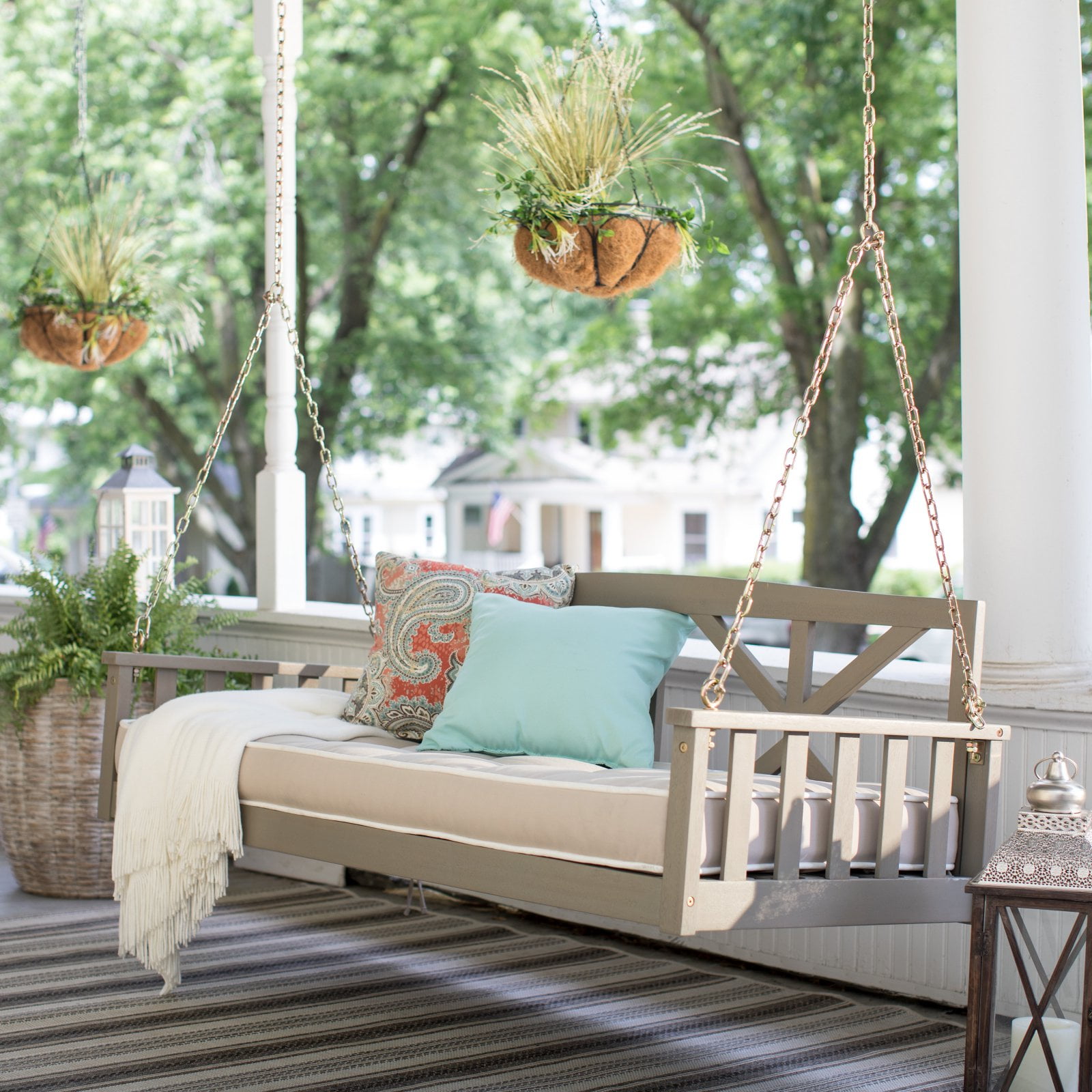 Belham Living Cottonwood Deep Seating 64 in. Porch Swing Bed with Cushion by