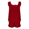 thumbnail image 5 of RMGVDSD Womens Pajamas Set 2 Piece Ruffle Pajama Soft Tank Top and Shorts Sleepwear Set 2 Piece Summer Solid Color Sleeveless Loungewear, 5 of 6