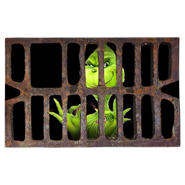 Felpudo de Grinch para exteriores, alfombra navideña, felpudo decorativo de dibujos animados para entrada, felpudo para pies, felpudo navideño de Grinch