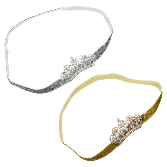 FONWILYO 19x3x0.8in Gold Tiara for Little Girls Small Tiara for Celebrations 2pcs