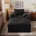 thumbnail image 3 of Leumius Oversized Chaise Lounge Chair Indoor,Corduroy Upholstered Sofa Bed with Deep Seat,Cozy Lounge Chair Sleeper Sofa for Living Room,Bedroom,No Assembly Required,Black, 3 of 5