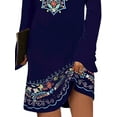 thumbnail image 4 of JustVH Women Sexy Off Shoulder Flared Long Sleeve Floral Vintage T-Shirt Dress, 4 of 4