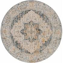 Hauteloom Alief Living Room, Bedroom Area Rug - Gray, Beige, Red - 6'7"-Round