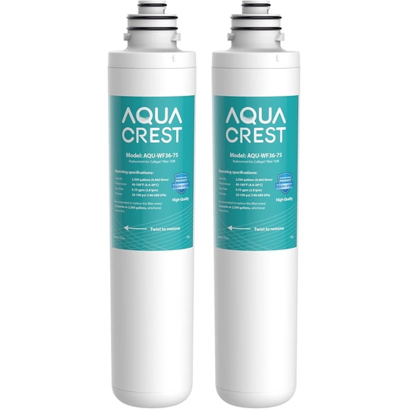 AQUA CREST 750R Drinking Water Filter, Replacement for Culligan® 750R Level 1, 2500 Gallons Extended Lifespan, More Pure Enjoyment, 2 Pack, Model No.WF36-75