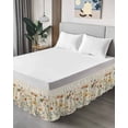thumbnail image 4 of Vintage Flowers Bed Skirt King Size 18" Drop Watercolor Floral Leaves Linen Ruffled Wrap Around Bed Skirts Adjustable Elastic Bedskirt Dust Ruffle for King Size Bed, 4 of 7