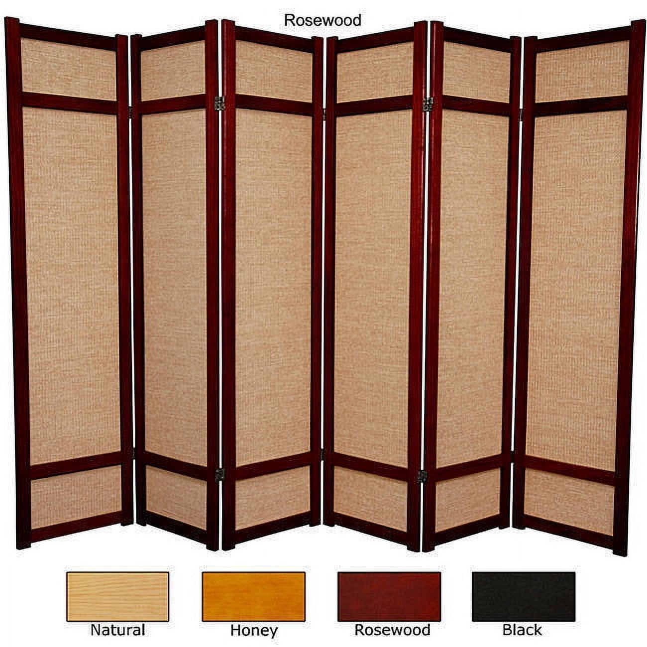 Red Lantern 6 ft. Tall Jute Shoji Screen - 6 Panel - Honey