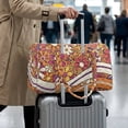 thumbnail image 3 of Garronmavis Large Quilted Duffle Bag for Women, Retro Floral Pattern Travel Bag Carry On with Zipper Pocket, Luggage Sleeve Gym Bag Adjustable Strap Dance Bag, 3 of 7