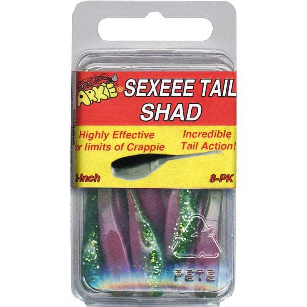 Arkie Lures 2 inch Sexee Tail Shad Soft Fishing Lure, Color Electric Chicken