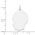 thumbnail image 2 of 14k White Gold Plain Medium Facing Left Engravable Boy Charm, 2 of 3