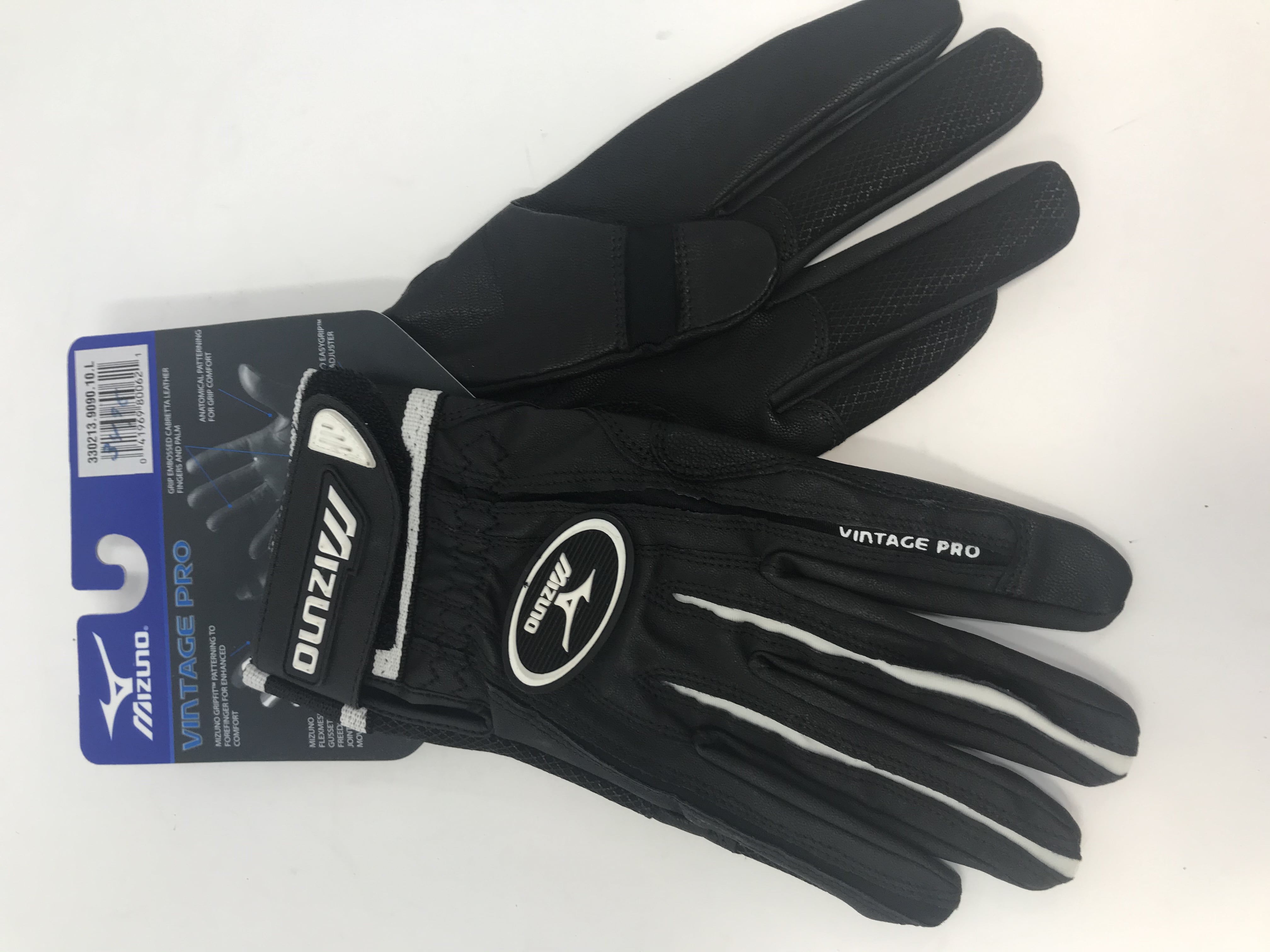 New Mizuno Vintage Pro G2 Batting Gloves Adult Large Black/White
