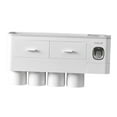 thumbnail image 2 of GUOOL Porte-brosse à Dents Mural Multifonction Distributeur Automatique de Dentifrice 4 Tasses Gris, 2 of 9