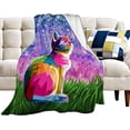 thumbnail image 4 of Cat Blanket Cute Colorful Cat with Butterfly Throw Blanket Cat Gifts for Cat Lovers Girls Super Warm Soft Plush Lightweight Fleece Flannel Blanket Winter Couch Bedding Blanket for Kids Women 60"x80", 4 of 6