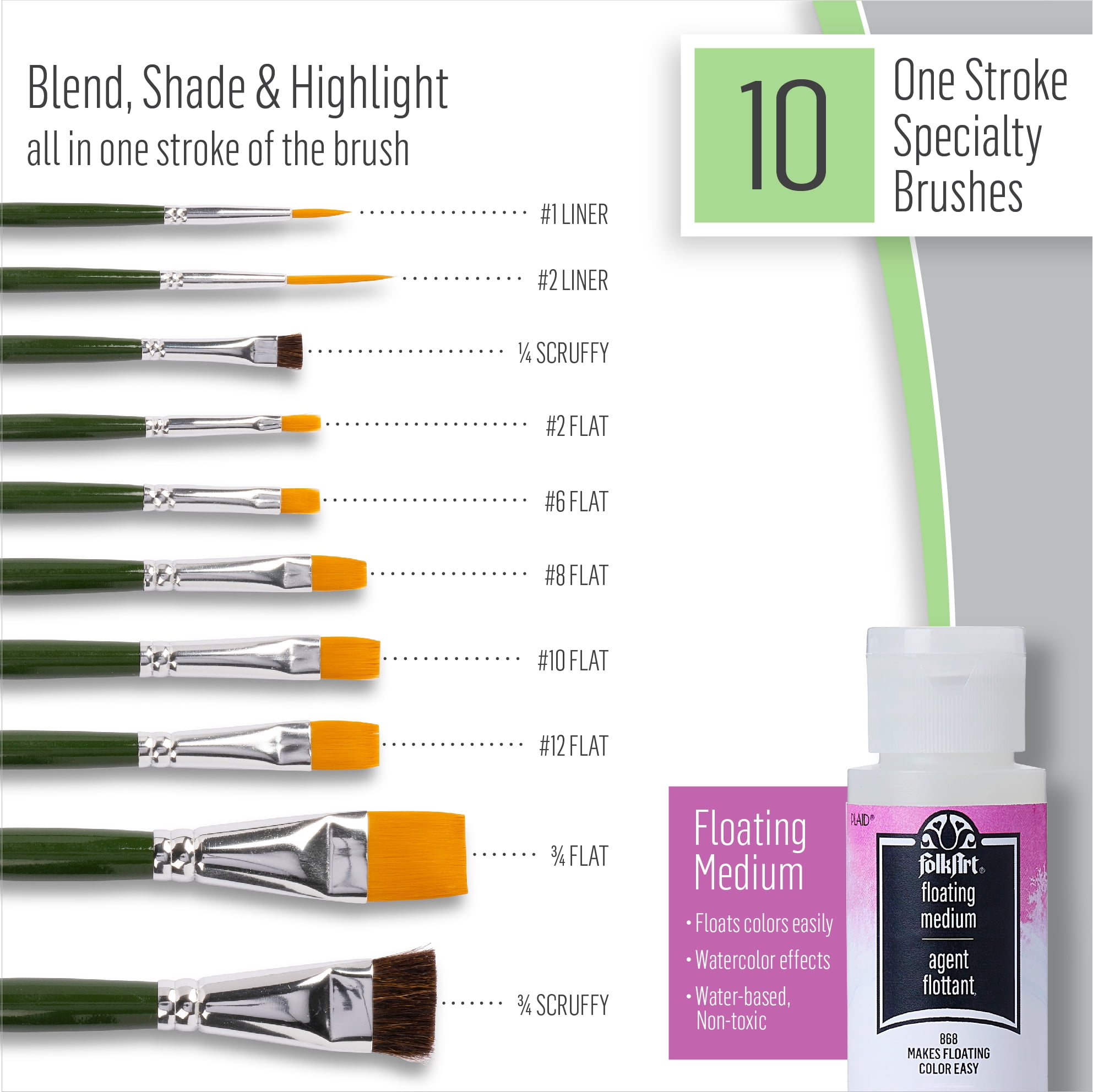 FolkArt One Stroke Acrylic Craft Paint Kit, Birds and Blossoms, 32 Piece
