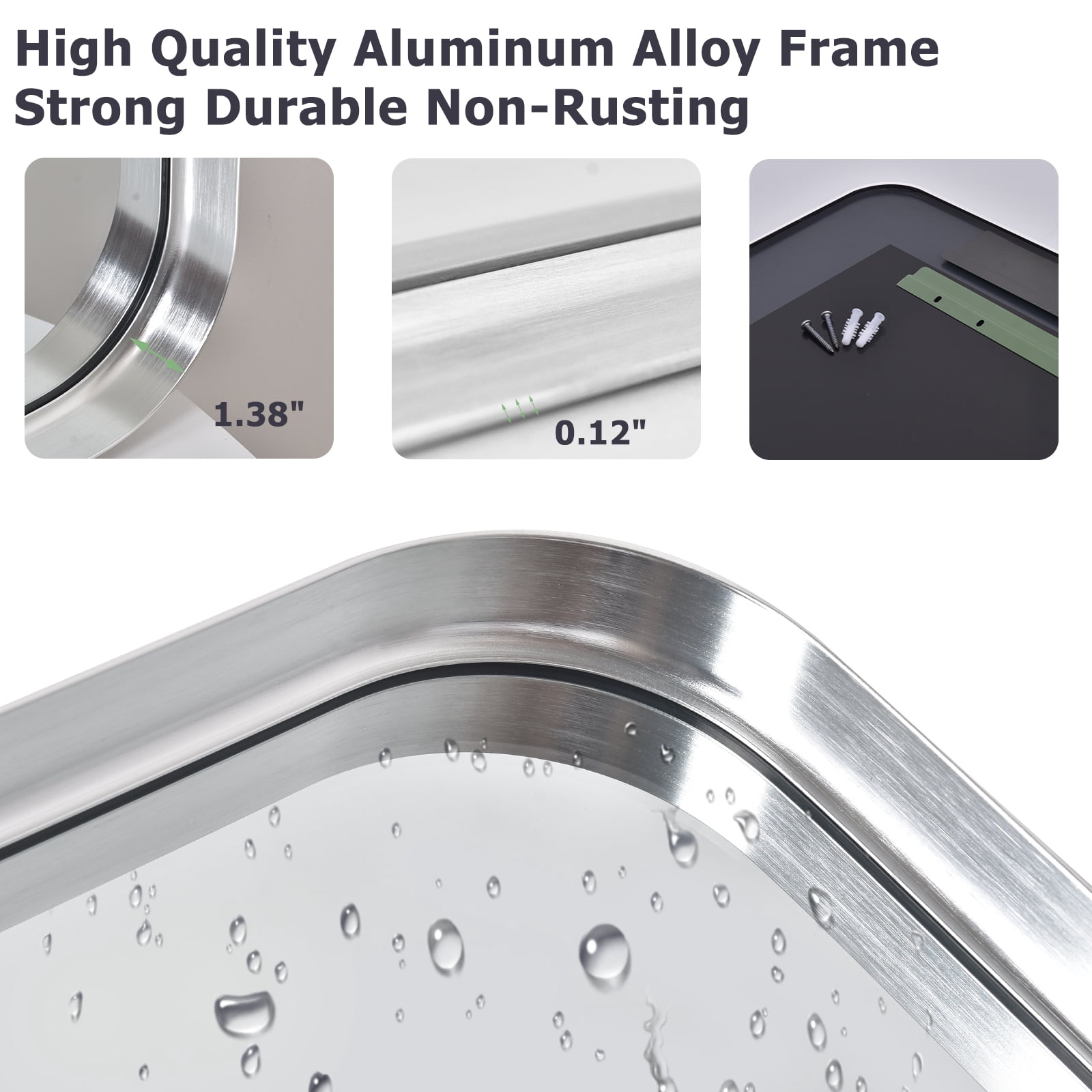 Gleamira 32"x40" Rectangular Bathroom Mirror Vanity Wall Mounted Mirror with Deep Frame, Silver