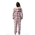 thumbnail image 4 of Just Love Buffalo Plaid Adult Onesie Sherpa Lined Hoody One Piece Pajamas (Pink Buffalo Plaid, X-Small), 4 of 4