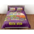 thumbnail image 3 of Hippie Style Colorful Bus 90S Nostalgia Purple Bedding Retro Duvet Cover Set,, 3 of 4