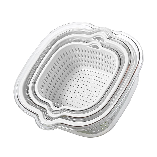 Colador de cocina Juego de colador Drenaje doble Diseño de de alta capacidad Cesta de drenaje de doble capa para limpieza de Blanco Macarena Cesta de drenaje