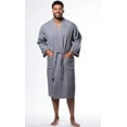 thumbnail image 3 of Mens Long Waffle Kimono Lightweight Cotton Robe, Hotel Spa Bathrobe for Men  - Adult - Unisex - Taupe - XXL, 3 of 12