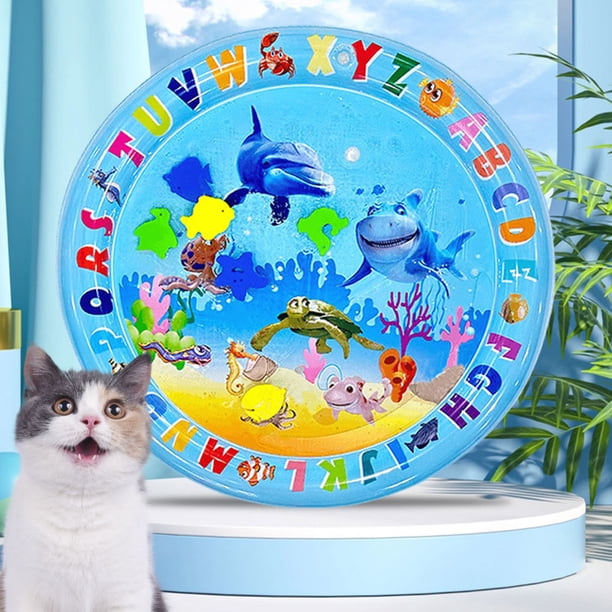 Estera de juego con Sensor de agua estera de juego de agua con pez y gato estera para tiempo boca abajo para gatos