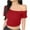 Red, variant on lmcalzta Crop Tops for Women off Shoulder Short Sleeve Slim Fitting T Shirts Basic Tees 2025 Fashion
