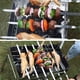 thumbnail image 4 of 10 brochetas de barbacoa de metal con mangos de madera, accesorios para brochetas de barbacoa planas de acero inoxidable, brochetas de barbacoa grandes reutilizables Rojo Verde, 4 of 5