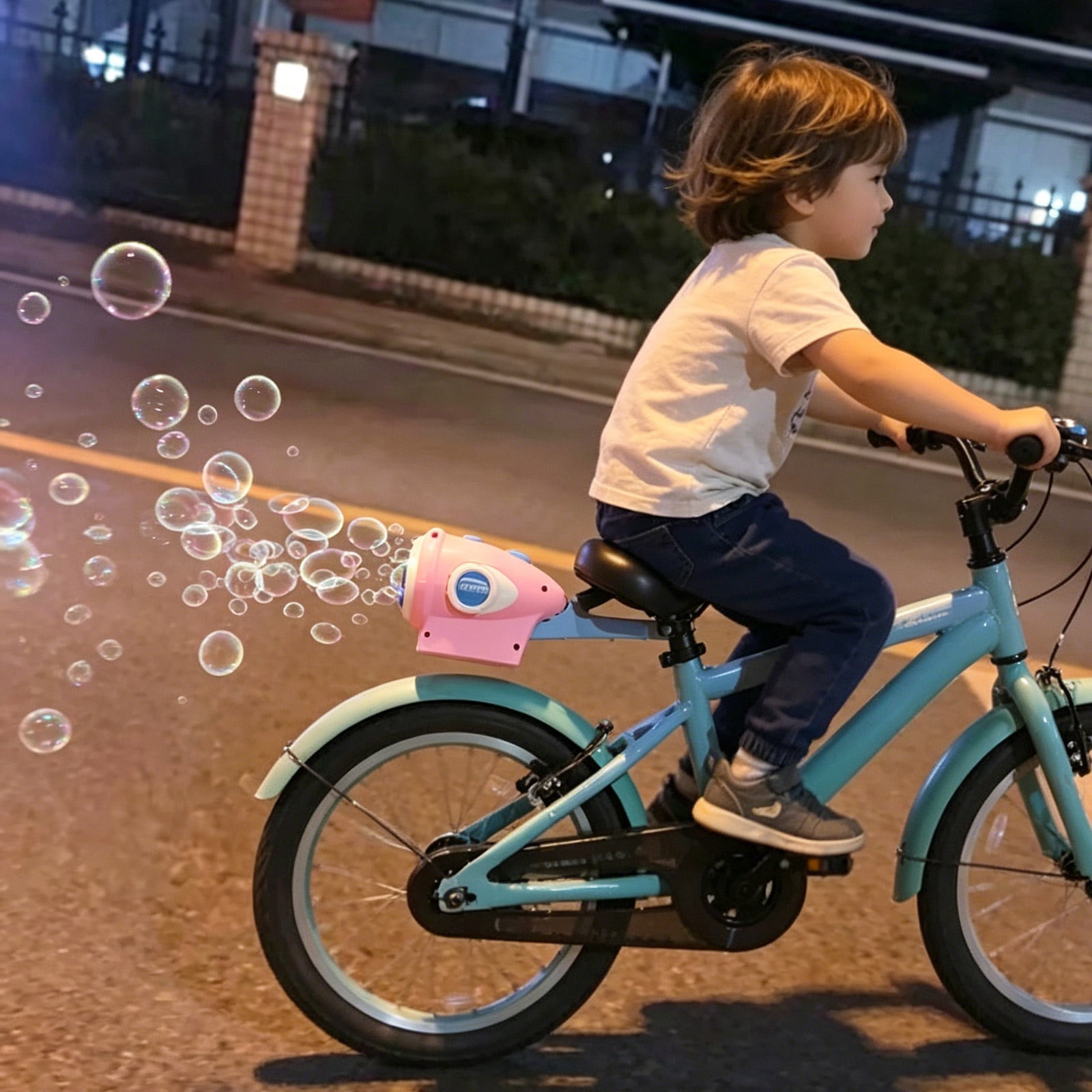 Bubbles for Kids, Automatic Bubble Maker for Bikes, Portable Lightweight Bubble Blower Machine with Bright Colors, Hands-Free Fun for Outdoor Bike Rides Festivals & Family Parties