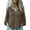Brown, variant on Staron Spring Summer Fall Linen Shirt for Women V-Neck Button Down Short Sleeve Casual Loose Blouse Top, Army Green S