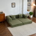 thumbnail image 6 of CQSXDA Foldable 59 Inch Corduroy Sofa Bed With Cylindrical Pillow And Fixed Frame For Living Room Or Bedroom Use, Green, 6 of 16