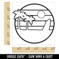 thumbnail image 2 of Retro Rainbow Beach Sunset Palm Trees Surfboard Square Rubber Stamp Stamping Scrapbooking Crafting - Small 1.25in, 2 of 7