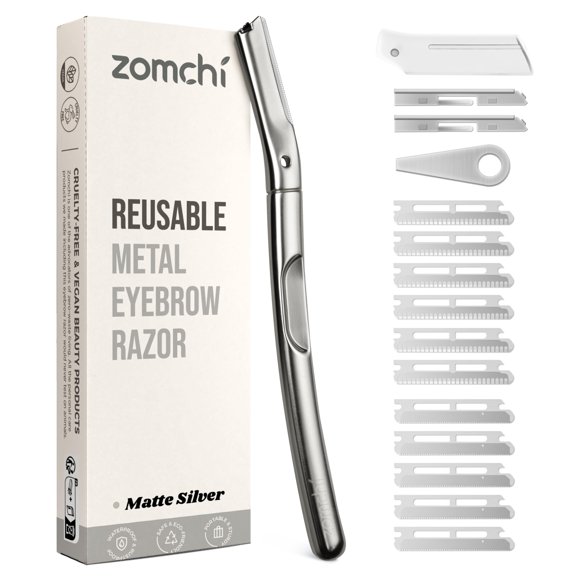 ZOMCHI Dermaplaning Tool Maquinilla de afeitar para mujeres y hombres, maquinilla de afeitar reutilizable para cejas con 11 cuchillas de recambio, maquinilla de afeitar facial que elimina la pelusa de