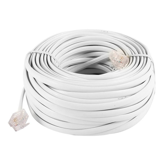 Unique Bargains 15M 49ft RJ11 6P4C Telephone Extension Cable Connector Off White